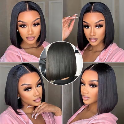Cheveux brésiliens courts bob transparent bob perruques Hd dentelle avant perruques de cheveux humains 8-14 pouces