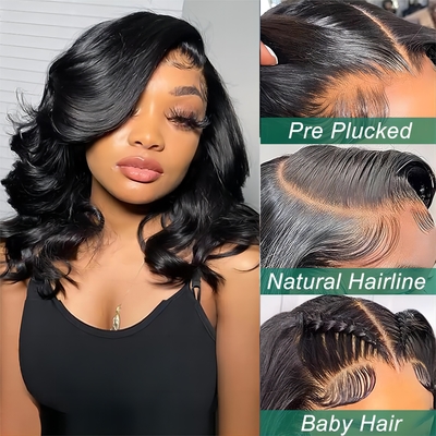 Cheveux brésiliens courts bob transparent bob perruques Hd dentelle avant perruques de cheveux humains 8-14 pouces