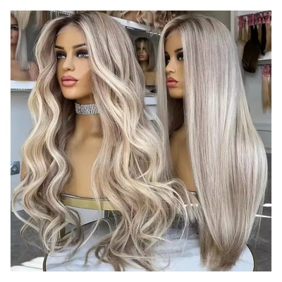Cheveux européens Cheveux humains Perruques à 180% de densité frontale HD dentelle Vague avant et corps