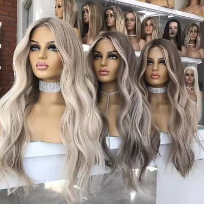 Cheveux européens Cheveux humains Perruques à 180% de densité frontale HD dentelle Vague avant et corps